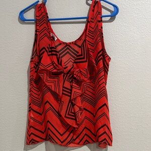 Yo-yo 5 Chevron Patterned Red Sleeveless Top - Med